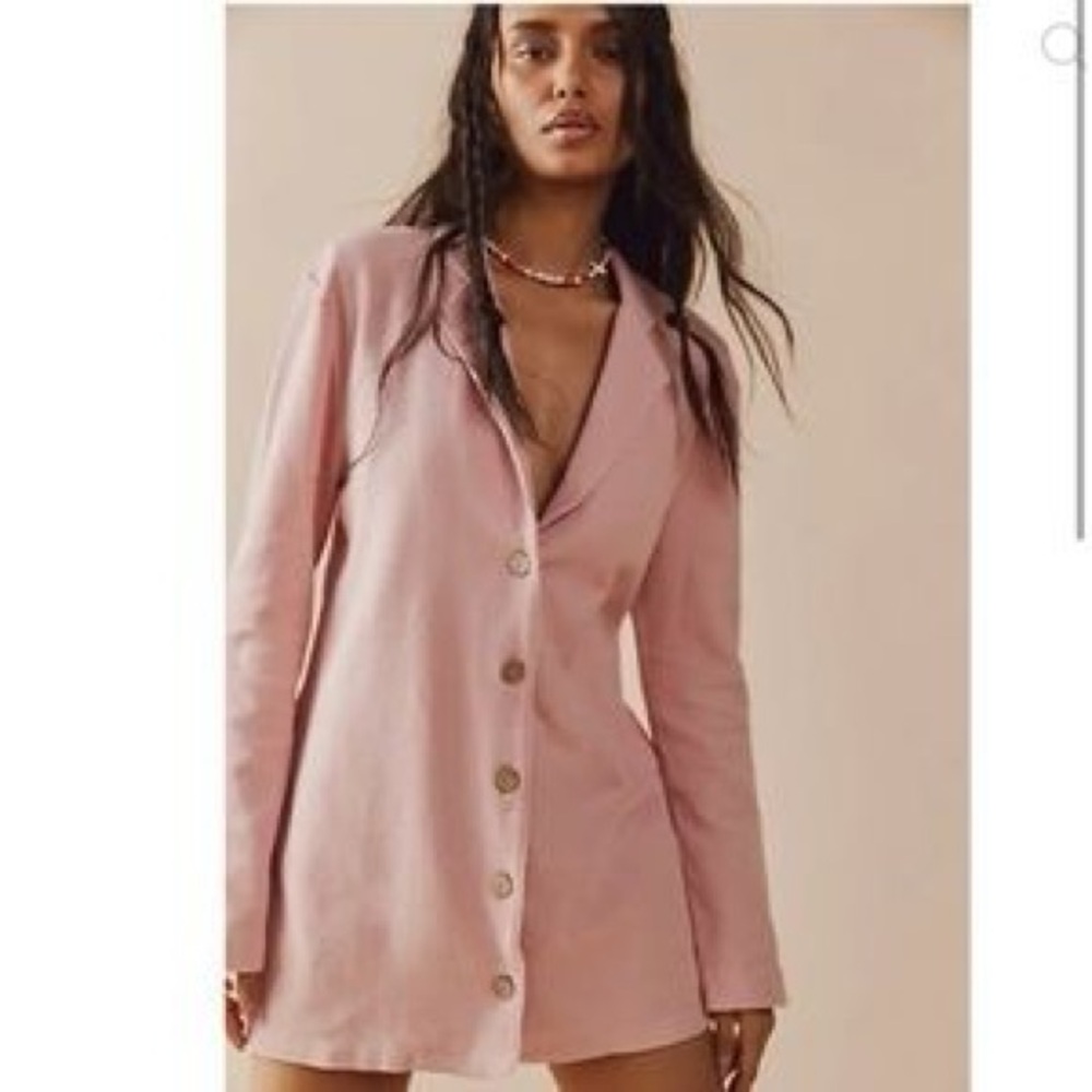 Free People FP Beach Lizzie Blazer Pink Romper One Piece Dress Size S